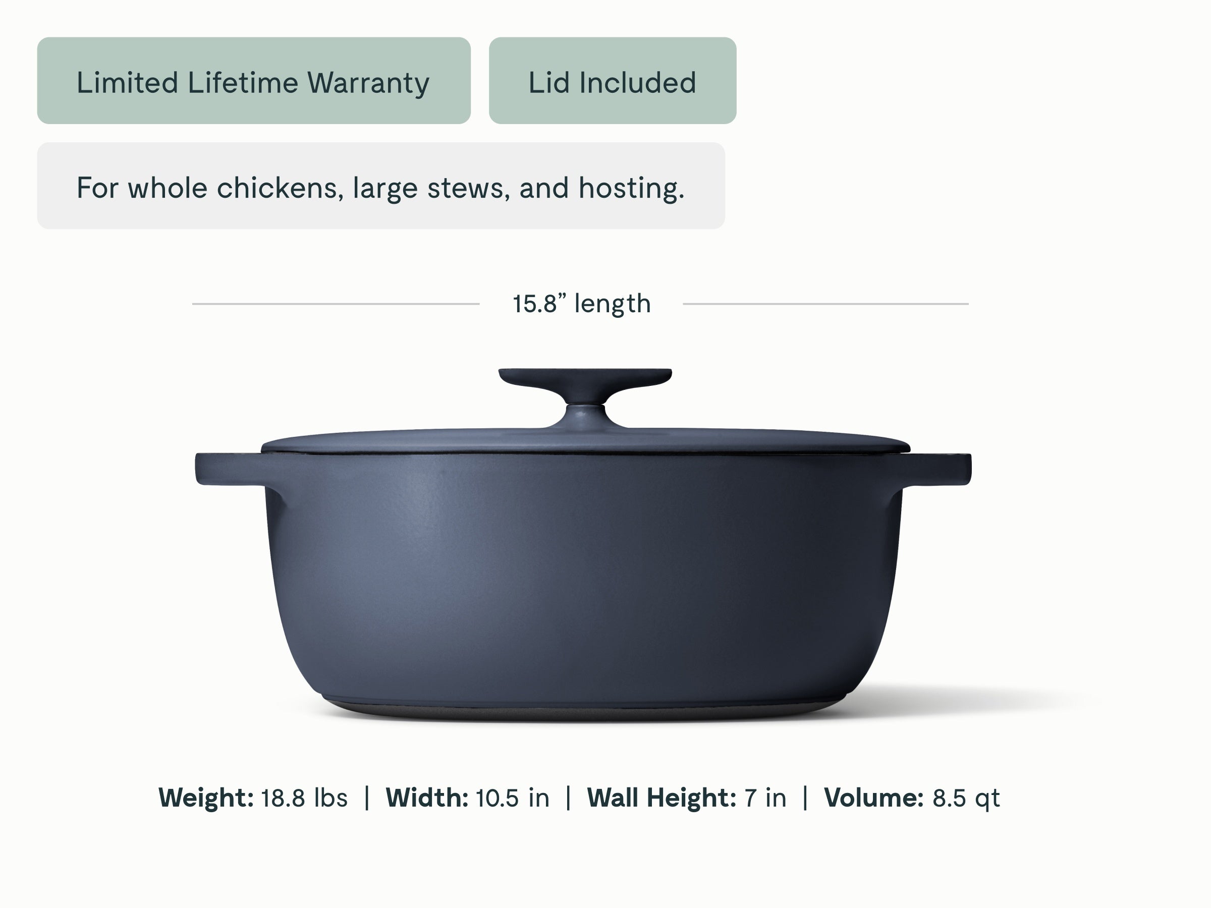 8 qt Enameled Cast Iron Oval Dutch Oven - Image 10